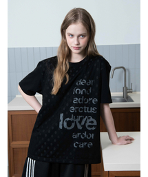 DOT LACE LETTERING T-SHIRT, BLACK