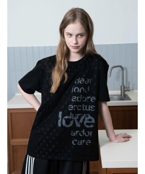 OAFISH(オアフィッシュ)の「DOT LACE LETTERING T-SHIRT, BLACK(Tシャツ/カットソー・レディース・その他・ONE SIZE)」の1枚目の写真