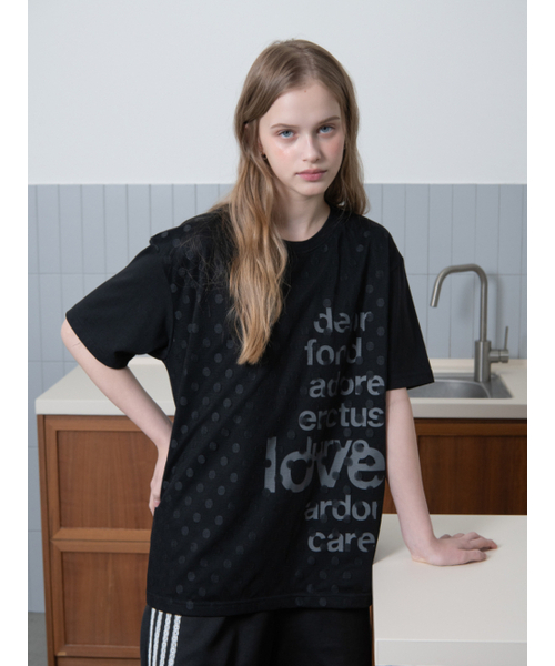 OAFISH(オアフィッシュ)の「DOT LACE LETTERING T-SHIRT, BLACK(Tシャツ/カットソー・レディース・その他・ONE SIZE)」の2枚目の写真