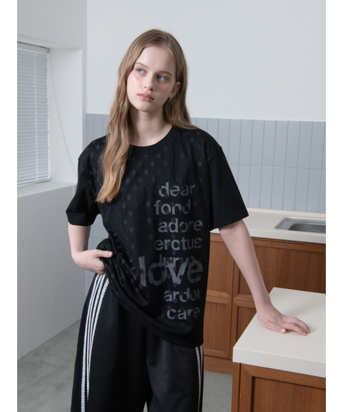 OAFISH(オアフィッシュ)の「DOT LACE LETTERING T-SHIRT, BLACK(Tシャツ/カットソー・レディース・その他・ONE SIZE)」の3枚目の写真