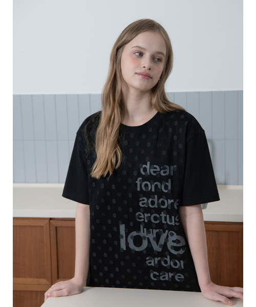 OAFISH(オアフィッシュ)の「DOT LACE LETTERING T-SHIRT, BLACK(Tシャツ/カットソー・レディース・その他・ONE SIZE)」の4枚目の写真