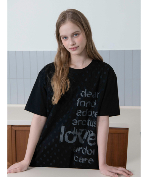 OAFISH(オアフィッシュ)の「DOT LACE LETTERING T-SHIRT, BLACK(Tシャツ/カットソー・レディース・その他・ONE SIZE)」の5枚目の写真