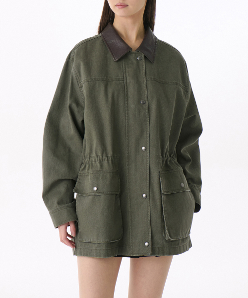 MUSINSA STANDARD WOMAN（ムシンサスタンダードウーマン）の「ウィメンズウォッシュドコットンハンティングジャケット[カーキ]（ミリタリージャケット・レディース・その他・S/M/L）」の4枚目の写真