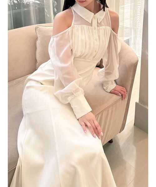 RESEXXY(リゼクシー)の「シアースリーブシャツマーメイドワンピース(ワンピース・レディース・ブラック/アイボリー/オレンジ・FREE)」の1枚目の写真