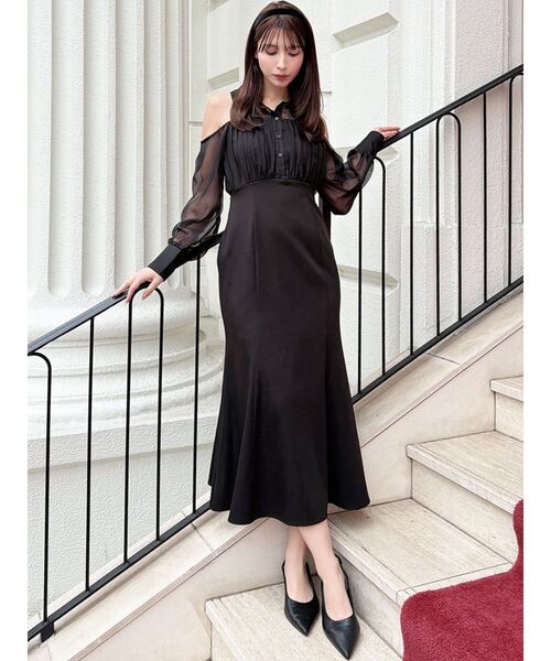 RESEXXY(リゼクシー)の「シアースリーブシャツマーメイドワンピース(ワンピース・レディース・ブラック/アイボリー/オレンジ・FREE)」の9枚目の写真