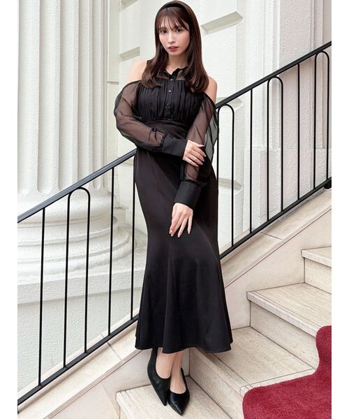 RESEXXY(リゼクシー)の「シアースリーブシャツマーメイドワンピース(ワンピース・レディース・ブラック/アイボリー/オレンジ・FREE)」の10枚目の写真