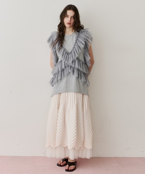 LA BELLE ETUDE(ラベルエチュード)の「アロープリーツスカートⅡ(スカート・レディース・ライトブルー/ピンク/ホワイト・0/1)」の6枚目の写真