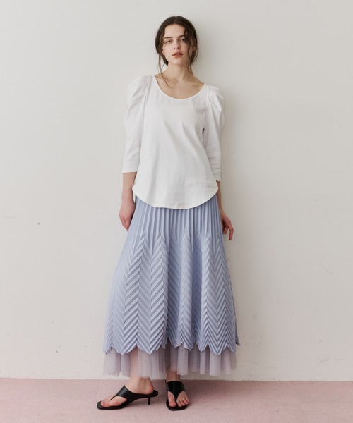 LA BELLE ETUDE(ラベルエチュード)の「アロープリーツスカートⅡ(スカート・レディース・ライトブルー/ピンク/ホワイト・0/1)」の5枚目の写真