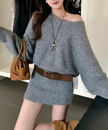 CELENA BEATS（セレナビーツ）の「フェザームード　オフショルニットミニワンピース（ワンピース）」