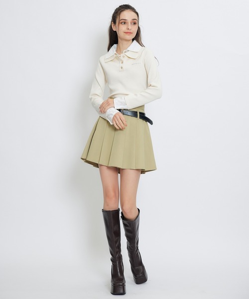 REDYAZEL(レディアゼル)の「ダブルレースカラーポロニットプルオーバー(ニット/セーター・レディース・ネイビー/ライトグレー/ホワイト/ピンク・FREE)」の20枚目の写真