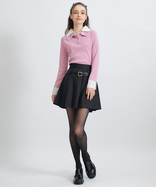 REDYAZEL(レディアゼル)の「ダブルレースカラーポロニットプルオーバー(ニット/セーター・レディース・ネイビー/ライトグレー/ホワイト/ピンク・FREE)」の15枚目の写真