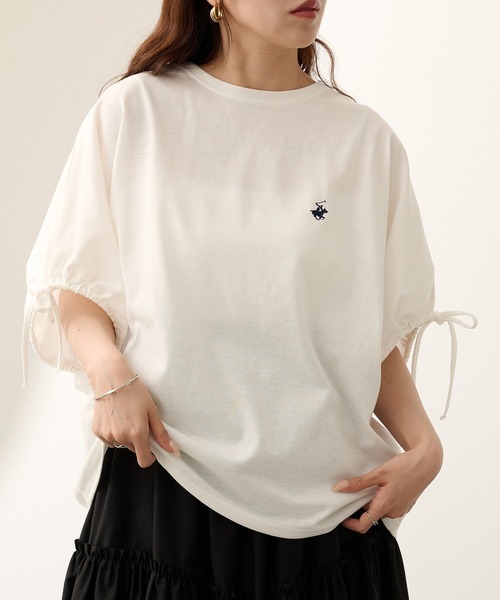 BEVERLY HILLS POLO CLUB（ビバリーヒルズポロクラブ）の「【BEVERLY HILLS POLO CLUB】ボックスシルエット 袖ギャザーTシャツ 6282-7603 MNY（Tシャツ/カットソー・レディース・ライトグレー/ブラック/オフホワイト/オレンジ・L/M）」の2枚目の写真