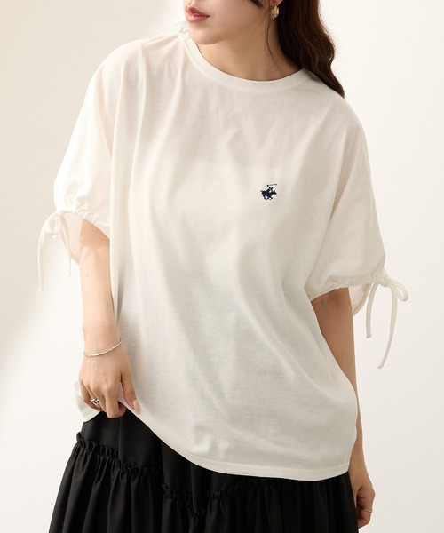 BEVERLY HILLS POLO CLUB（ビバリーヒルズポロクラブ）の「【BEVERLY HILLS POLO CLUB】ボックスシルエット 袖ギャザーTシャツ 6282-7603 MNY（Tシャツ/カットソー・レディース・ライトグレー/ブラック/オフホワイト/オレンジ・L/M）」の11枚目の写真