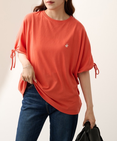 BEVERLY HILLS POLO CLUB（ビバリーヒルズポロクラブ）の「【BEVERLY HILLS POLO CLUB】ボックスシルエット 袖ギャザーTシャツ 6282-7603 MNY（Tシャツ/カットソー・レディース・ライトグレー/ブラック/オフホワイト/オレンジ・L/M）」の5枚目の写真