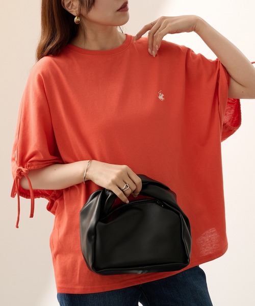 BEVERLY HILLS POLO CLUB（ビバリーヒルズポロクラブ）の「【BEVERLY HILLS POLO CLUB】ボックスシルエット 袖ギャザーTシャツ 6282-7603 MNY（Tシャツ/カットソー・レディース・ライトグレー/ブラック/オフホワイト/オレンジ・L/M）」の6枚目の写真