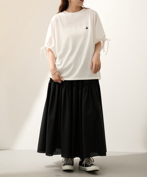 BEVERLY HILLS POLO CLUB（ビバリーヒルズポロクラブ）の「【BEVERLY HILLS POLO CLUB】ボックスシルエット 袖ギャザーTシャツ 6282-7603 MNY（Tシャツ/カットソー・レディース・ライトグレー/ブラック/オフホワイト/オレンジ・L/M）」の16枚目の写真