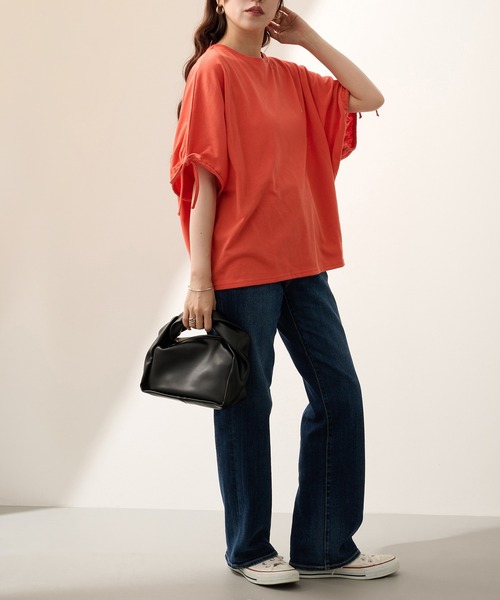 BEVERLY HILLS POLO CLUB（ビバリーヒルズポロクラブ）の「【BEVERLY HILLS POLO CLUB】ボックスシルエット 袖ギャザーTシャツ 6282-7603 MNY（Tシャツ/カットソー・レディース・ライトグレー/ブラック/オフホワイト/オレンジ・L/M）」の10枚目の写真