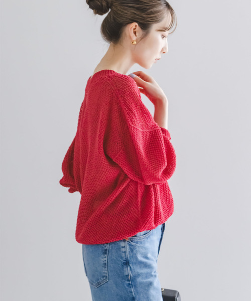 Noble(ノーブル)の「ペーパーヤーンVネック プルオーバー(ニット/セーター・レディース・チャコールグレー/イエロー/ホワイト/ピンク・FREE)」の20枚目の写真