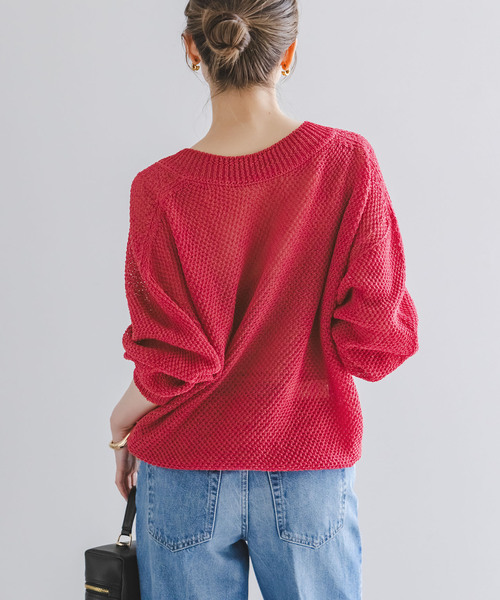 Noble(ノーブル)の「ペーパーヤーンVネック プルオーバー(ニット/セーター・レディース・チャコールグレー/イエロー/ホワイト/ピンク・FREE)」の21枚目の写真