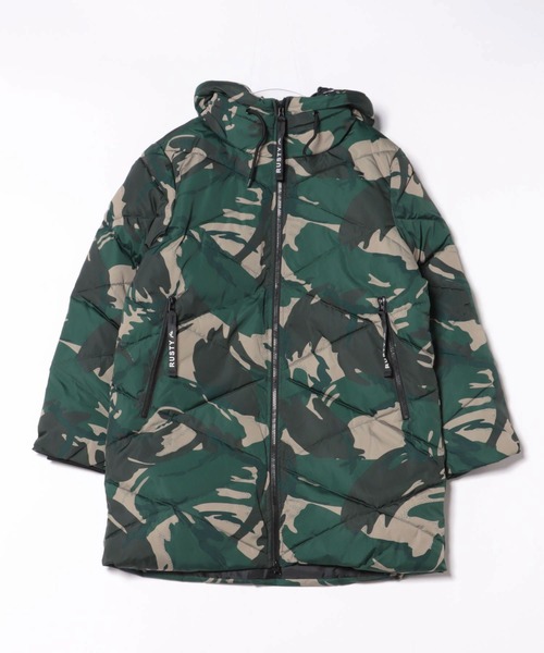 RUSTY（ラスティ）の「【RUSTY:ラスティー】レディース　中綿　ロングジャケット（ブルゾン・レディース・カーキ/カモフラージュ・MEDIUM/LARGE）」の6枚目の写真