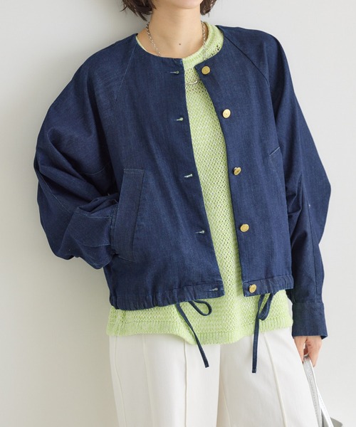 KATHARINE ROSS（キャサリンロス）の「【KATHARINE ROSS】クルーデニムジャケット（デニムジャケット・レディース・ネイビー/ライトブルー・FREE）」の2枚目の写真