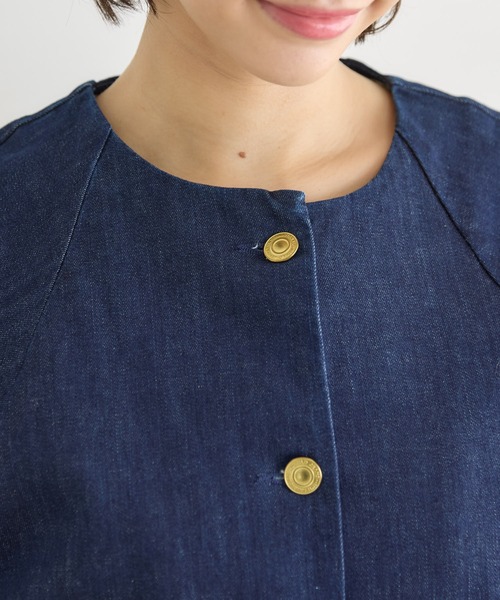 KATHARINE ROSS（キャサリンロス）の「【KATHARINE ROSS】クルーデニムジャケット（デニムジャケット・レディース・ネイビー/ライトブルー・FREE）」の7枚目の写真