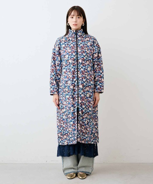 mensha!(メンシャ)の「mensha! ガーゼキルティングとヴィンテージ柄のリバーシブルコート(マフラー付き)〈花×ブラック〉(その他アウター・レディース・ブラック系その他・M/L)」の12枚目の写真