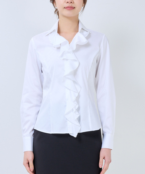 NARACAMICIE(ナラカミーチェ)の「【NARACAMICIE】ツイル襟付きフリル長袖シャツ(シャツ/ブラウス・レディース・ホワイト・S/M/L/XL)」の10枚目の写真