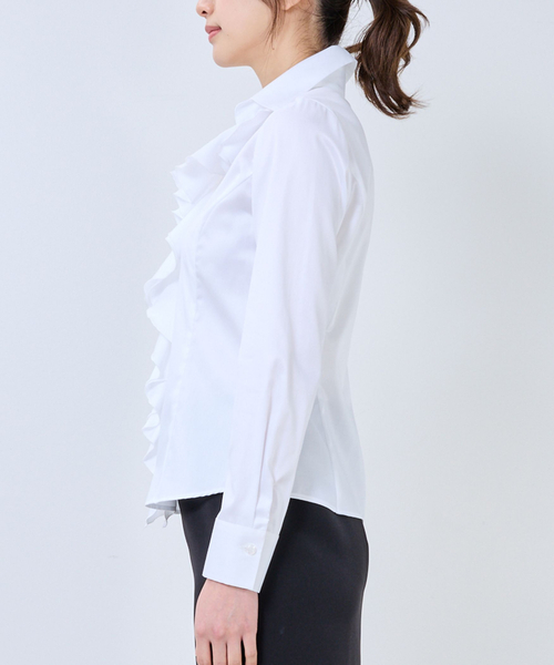 NARACAMICIE(ナラカミーチェ)の「【NARACAMICIE】ツイル襟付きフリル長袖シャツ(シャツ/ブラウス・レディース・ホワイト・S/M/L/XL)」の11枚目の写真