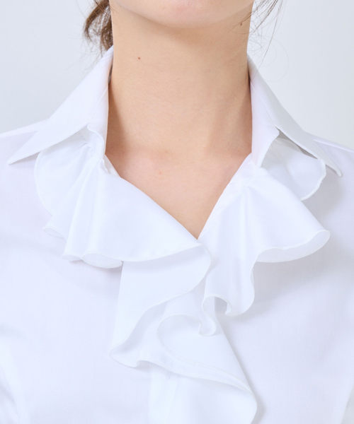 NARACAMICIE(ナラカミーチェ)の「【NARACAMICIE】ツイル襟付きフリル長袖シャツ(シャツ/ブラウス・レディース・ホワイト・S/M/L/XL)」の4枚目の写真