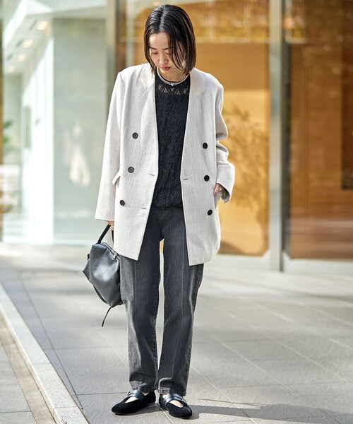 RONEL(ロネル)の「【RONEL】ノーカラーツイードダブルジャケット(ノーカラージャケット・レディース・ベージュ・S/M)」の20枚目の写真