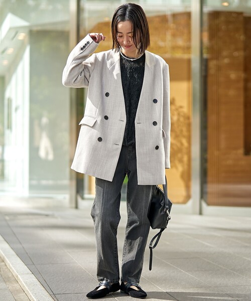 RONEL(ロネル)の「【RONEL】ノーカラーツイードダブルジャケット(ノーカラージャケット・レディース・ベージュ・S/M)」の18枚目の写真