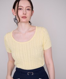 2026春夏新作 ケーブル編み半袖ニット