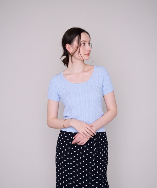 MISCH MASCH(ミッシュマッシュ)の「2026春夏新作 ケーブル編み半袖ニット(ニット/セーター・レディース・ブルー/イエロー/ホワイト/ピンク・フリ-)」の17枚目の写真