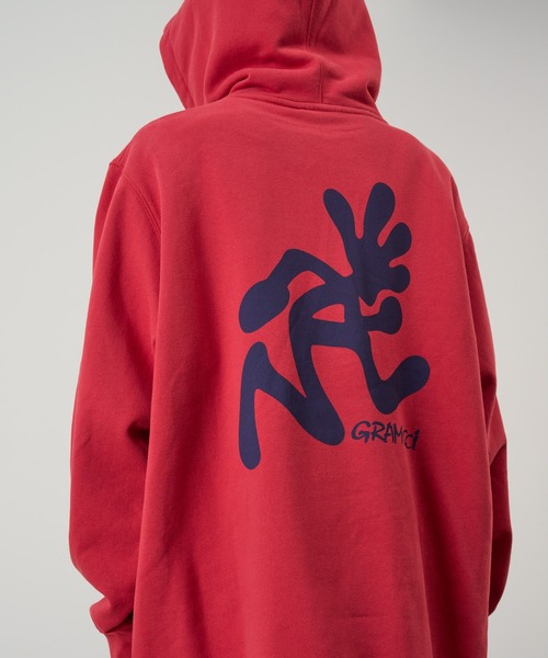 Gramicci（グラミチ）の「RUNNING MAN HOODED SWEATSHIRT｜ランニングマンフーデッドスウェットシャツ（パーカー・メンズ・ライム/レッド/ヘザーグレー/ブラック・S/M/L/XL/XXL）」の4枚目の写真