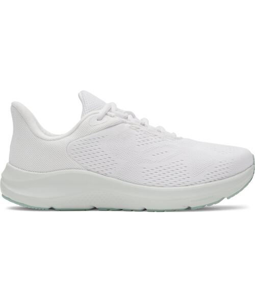 UNDER ARMOUR(アンダーアーマー)の「UAチャージド パスート4 ビッグロゴ(ランニング/レディース)(スニーカー・レディース・ホワイト×ネイビー・23.0cm/25.0cm/26.0cm/23.5cm/24.0cm/25.5cm/24.5cm/22.5cm)」の1枚目の写真