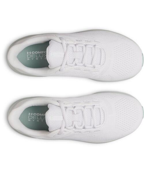 UNDER ARMOUR(アンダーアーマー)の「UAチャージド パスート4 ビッグロゴ(ランニング/レディース)(スニーカー・レディース・ホワイト×ネイビー・23.0cm/25.0cm/26.0cm/23.5cm/24.0cm/25.5cm/24.5cm/22.5cm)」の3枚目の写真