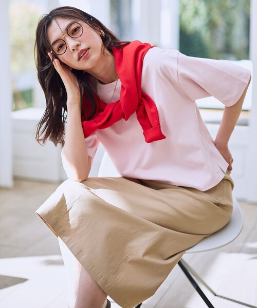 ANY(エニィ)の「オーガニックコットンスムース5分袖Tシャツ(Tシャツ/カットソー・レディース・ホワイト系/ブラック系/ピンク系/ベージュ系・X-LARGE)」の5枚目の写真