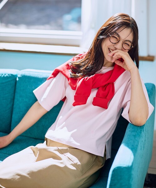 ANY(エニィ)の「オーガニックコットンスムース5分袖Tシャツ(Tシャツ/カットソー・レディース・ホワイト系/ブラック系/ピンク系/ベージュ系・X-LARGE)」の7枚目の写真