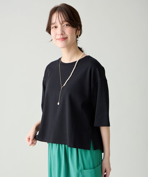 ANY(エニィ)の「オーガニックコットンスムース5分袖Tシャツ(Tシャツ/カットソー・レディース・ホワイト系/ブラック系/ピンク系/ベージュ系・X-LARGE)」の16枚目の写真