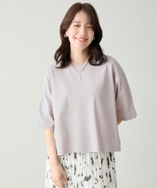 ANY(エニィ)の「オーガニックコットンスムース5分袖Tシャツ(Tシャツ/カットソー・レディース・ホワイト系/ブラック系/ピンク系/ベージュ系・X-LARGE)」の20枚目の写真