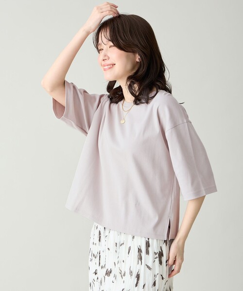 ANY(エニィ)の「オーガニックコットンスムース5分袖Tシャツ(Tシャツ/カットソー・レディース・ホワイト系/ブラック系/ピンク系/ベージュ系・X-LARGE)」の21枚目の写真