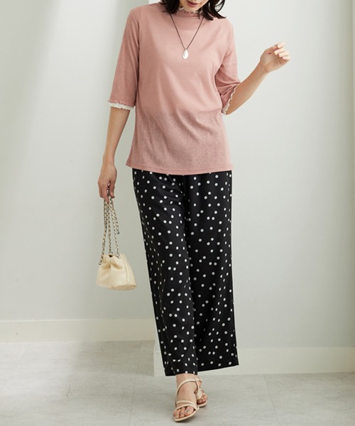 BELLUNA PLUS(ベルーナ)の「シアー素材重ね着風フリル衿プルオーバー(Tシャツ/カットソー・レディース・ミント/ブラック×グレー/ブルー系/ホワイト×グレー/ピンク系・MEDIUM/LARGE/X-LARGE)」の19枚目の写真