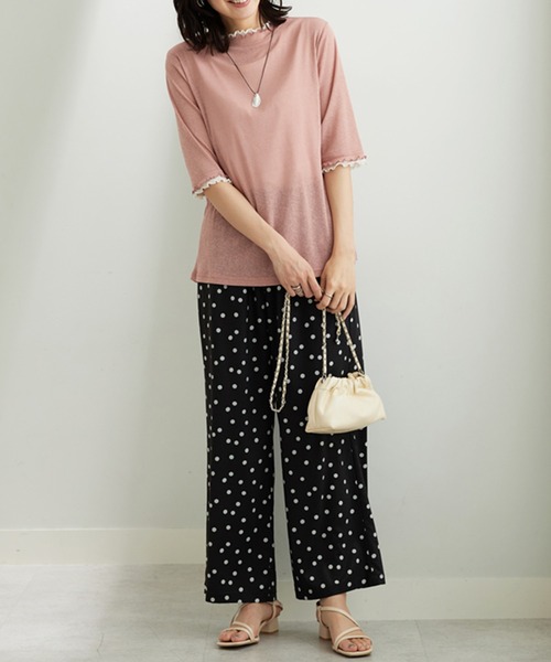 BELLUNA PLUS(ベルーナ)の「シアー素材重ね着風フリル衿プルオーバー(Tシャツ/カットソー・レディース・ミント/ブラック×グレー/ブルー系/ホワイト×グレー/ピンク系・MEDIUM/LARGE/X-LARGE)」の20枚目の写真