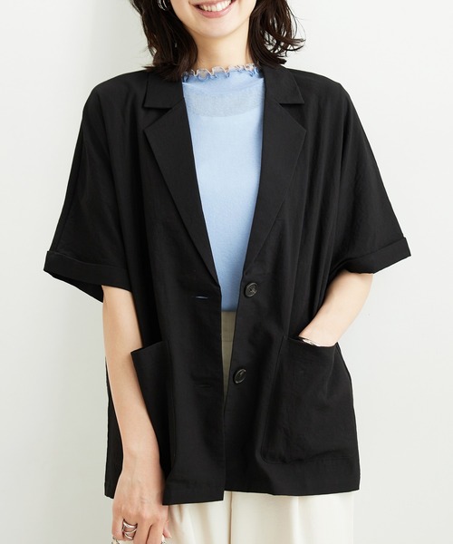 BELLUNA PLUS(ベルーナ)の「シアー素材重ね着風フリル衿プルオーバー(Tシャツ/カットソー・レディース・ミント/ブラック×グレー/ブルー系/ホワイト×グレー/ピンク系・MEDIUM/LARGE/X-LARGE)」の16枚目の写真