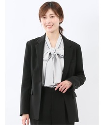 m.f.editorial | 【ストレッチ UV ウォッシャブル】m.f.エディトリアル レディース トリアセライク リラクシング 1ボタン ジャケット 黒 (セットアップ可能)(スーツジャケット)