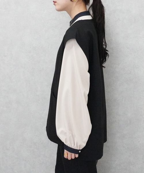 SELECT LEVERY(セレクトリベリー)の「Vネックツイルベスト(ベスト・レディース・ブラック/ライトベージュ・MEDIUM)」の21枚目の写真