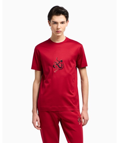 EMPORIO ARMANI（エンポリオアルマーニ）の「【エンポリオ アルマーニ】ASV Tシャツ リヨセル混紡ジャージー（Tシャツ/カットソー・メンズ・レッド・SMALL/MEDIUM/LARGE）」の3枚目の写真