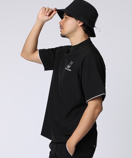 Psycho Bunny（サイコバニー）の「[GOLF]パイピングライン ナイロンショルダージップラグランTシャツ（Tシャツ/カットソー・メンズ・ベージュ/ネイビー/ブラック・MEDIUM/XX-LARGE/X-LARGE/LARGE）」の7枚目の写真