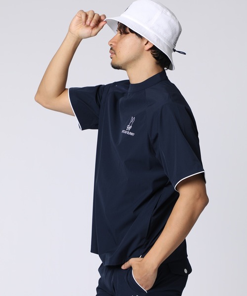 Psycho Bunny（サイコバニー）の「[GOLF]パイピングライン ナイロンショルダージップラグランTシャツ（Tシャツ/カットソー・メンズ・ベージュ/ネイビー/ブラック・MEDIUM/XX-LARGE/X-LARGE/LARGE）」の17枚目の写真